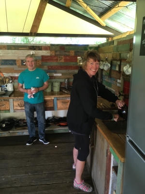 Sue L and Rich in our kitchen at Knepp