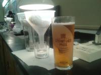 Demonstration of proper use of a pint glass (next to a pint of Shropshire Lass)